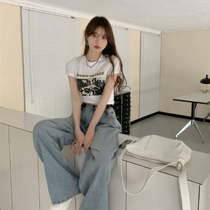 T-Shirts/クロップドフォトプリントTシャツ ST/No.22409