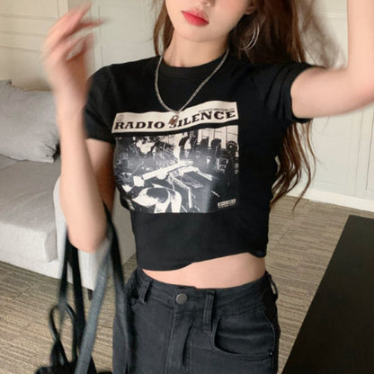 T-Shirts/クロップドフォトプリントTシャツ ST/No.22409