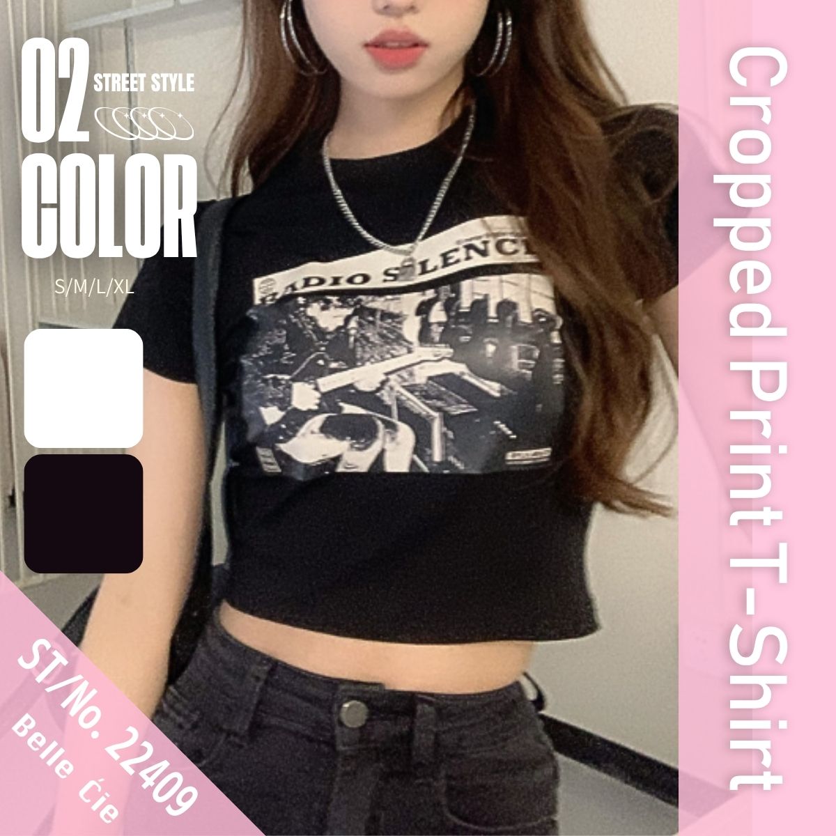 T-Shirts/クロップドフォトプリントTシャツ ST/No.22409