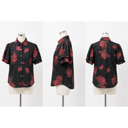 Shirts/フレア袖総柄ブラウス ST/No.22415