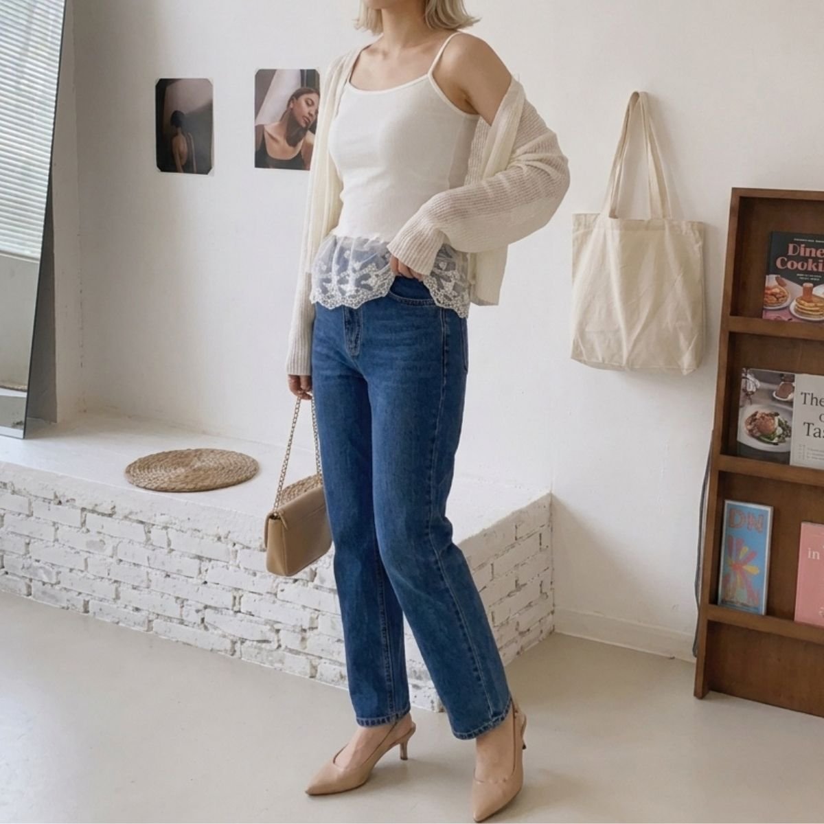 Tops/カップ付き裾レースキャミソール ST/No.22416