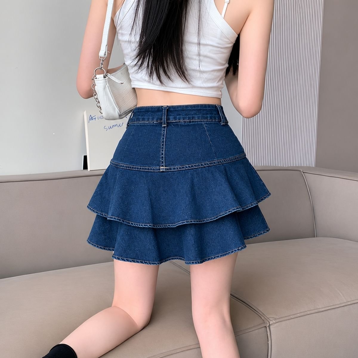 Skirt/ティアードデニムスカパン ST/No.22418
