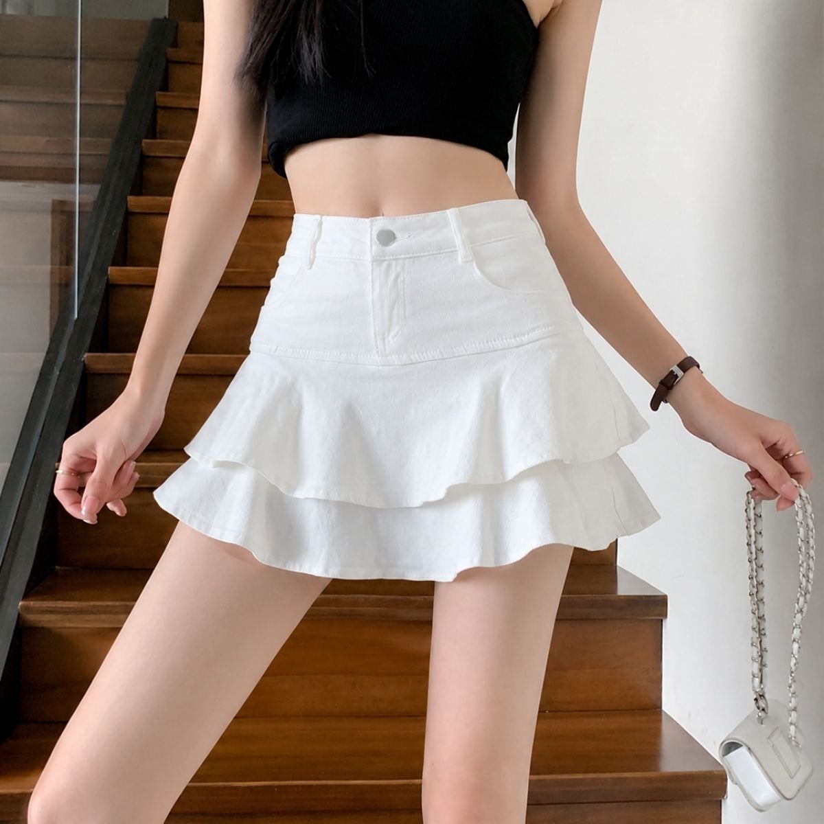 Skirt/ティアードデニムスカパン ST/No.22418