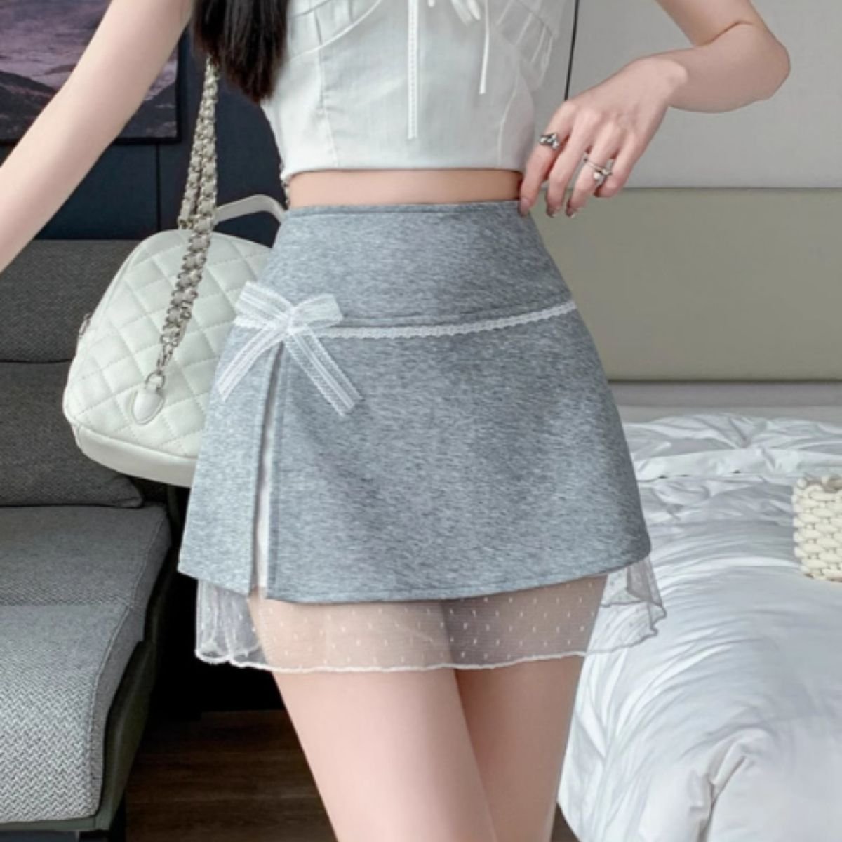 Skirt/レースリボンミニスカパン ST/No.22419