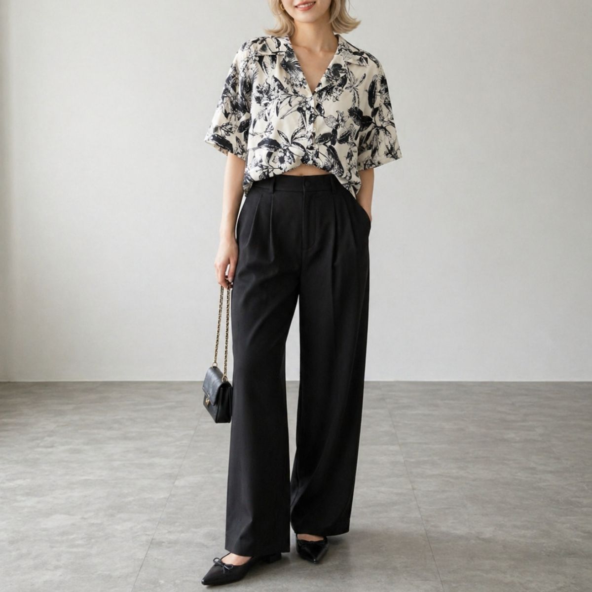 Shirts/モノトーンボタニカルシャツ ST/No.22421