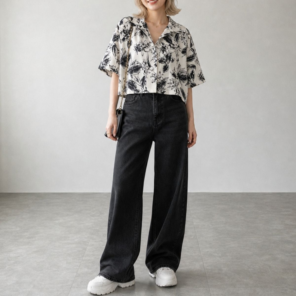 Shirts/モノトーンボタニカルシャツ ST/No.22421