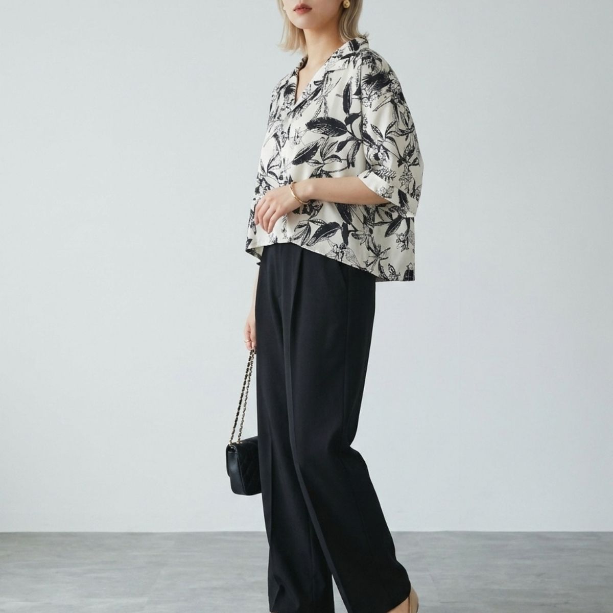Shirts/モノトーンボタニカルシャツ ST/No.22421