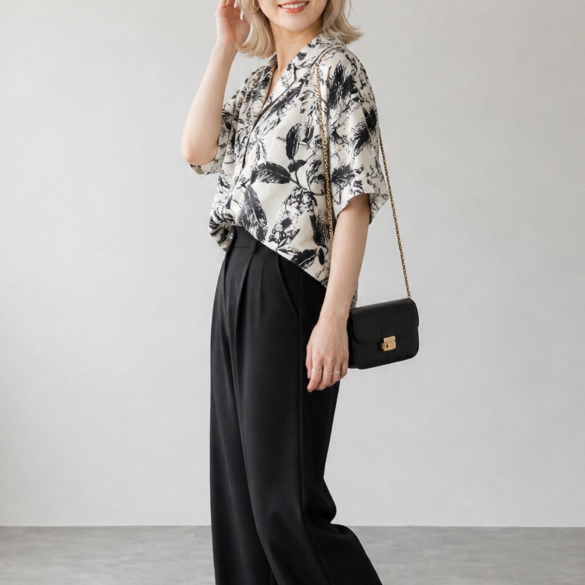 Shirts/モノトーンボタニカルシャツ ST/No.22421