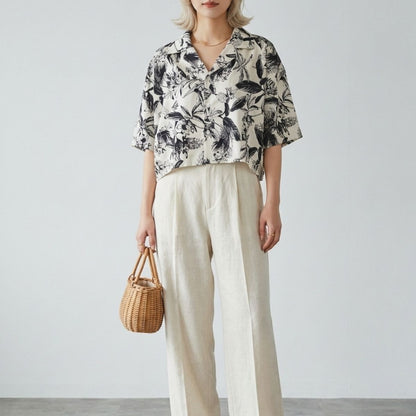 Shirts/モノトーンボタニカルシャツ ST/No.22421