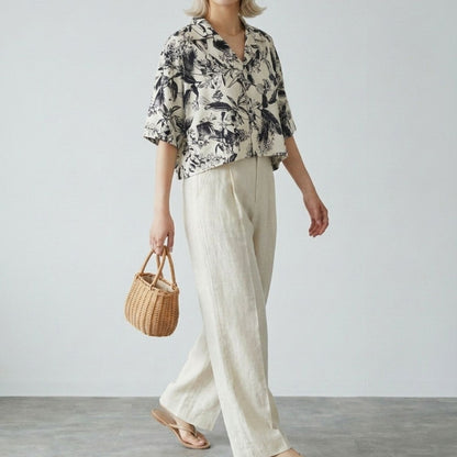 Shirts/モノトーンボタニカルシャツ ST/No.22421