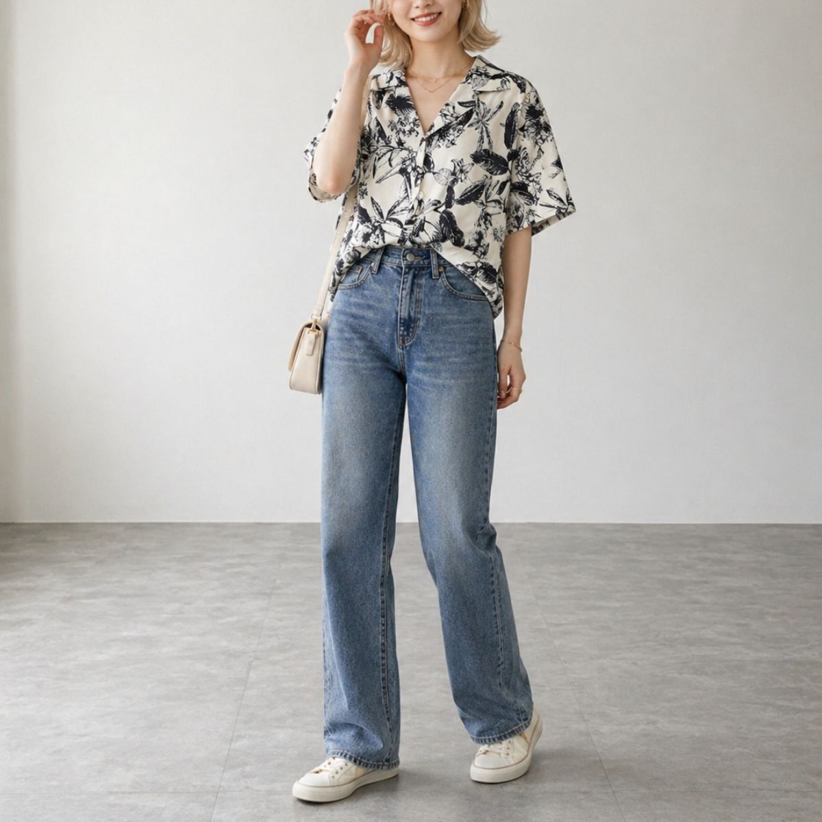 Shirts/モノトーンボタニカルシャツ ST/No.22421