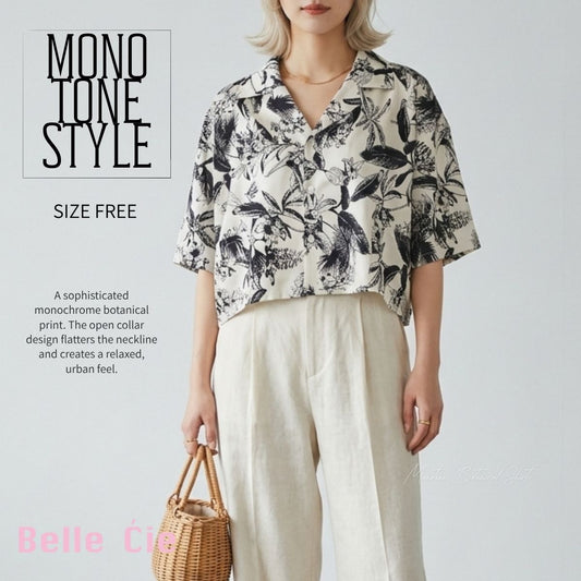 Shirts/モノトーンボタニカルシャツ ST/No.22421
