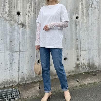 T-Shirts/レース袖レイヤードTシャツ ST/No.22422