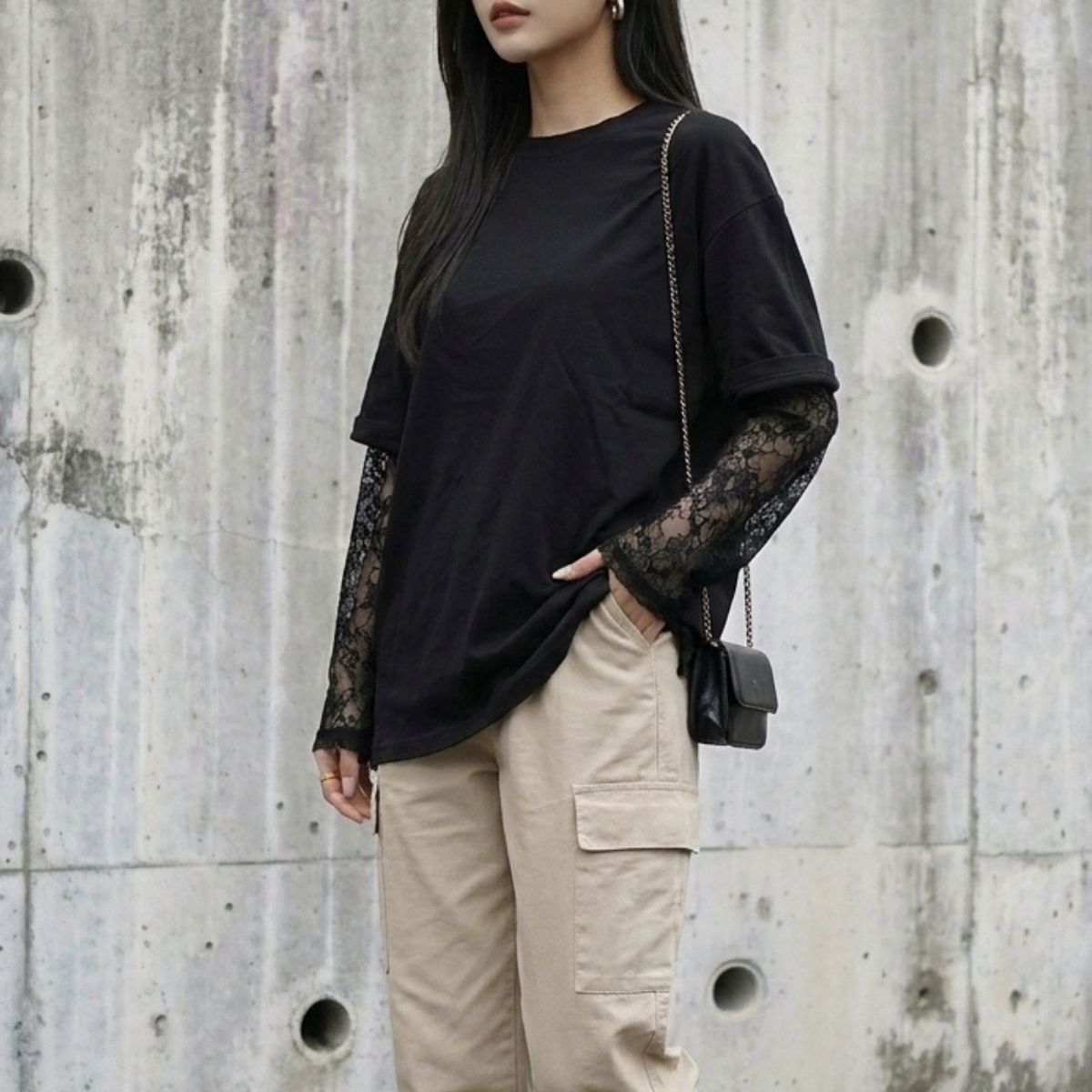 T-Shirts/レース袖レイヤードTシャツ ST/No.22422