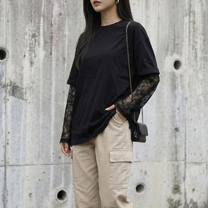 T-Shirts/レース袖レイヤードTシャツ ST/No.22422