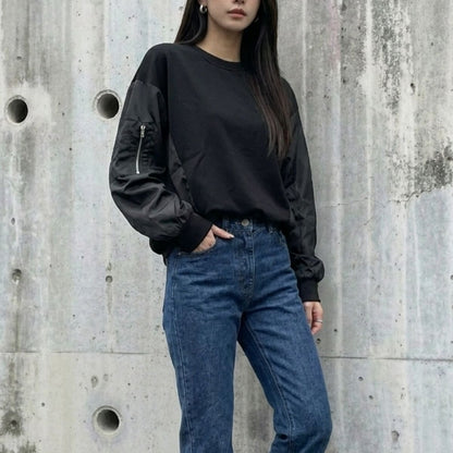 Tops/異素材MA-1スウェットトップス ST/No.22434