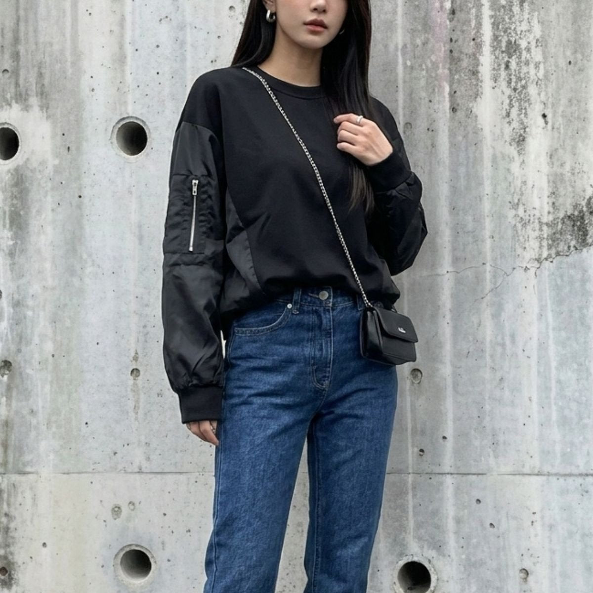Tops/異素材MA-1スウェットトップス ST/No.22434