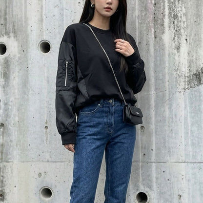 Tops/異素材MA-1スウェットトップス ST/No.22434