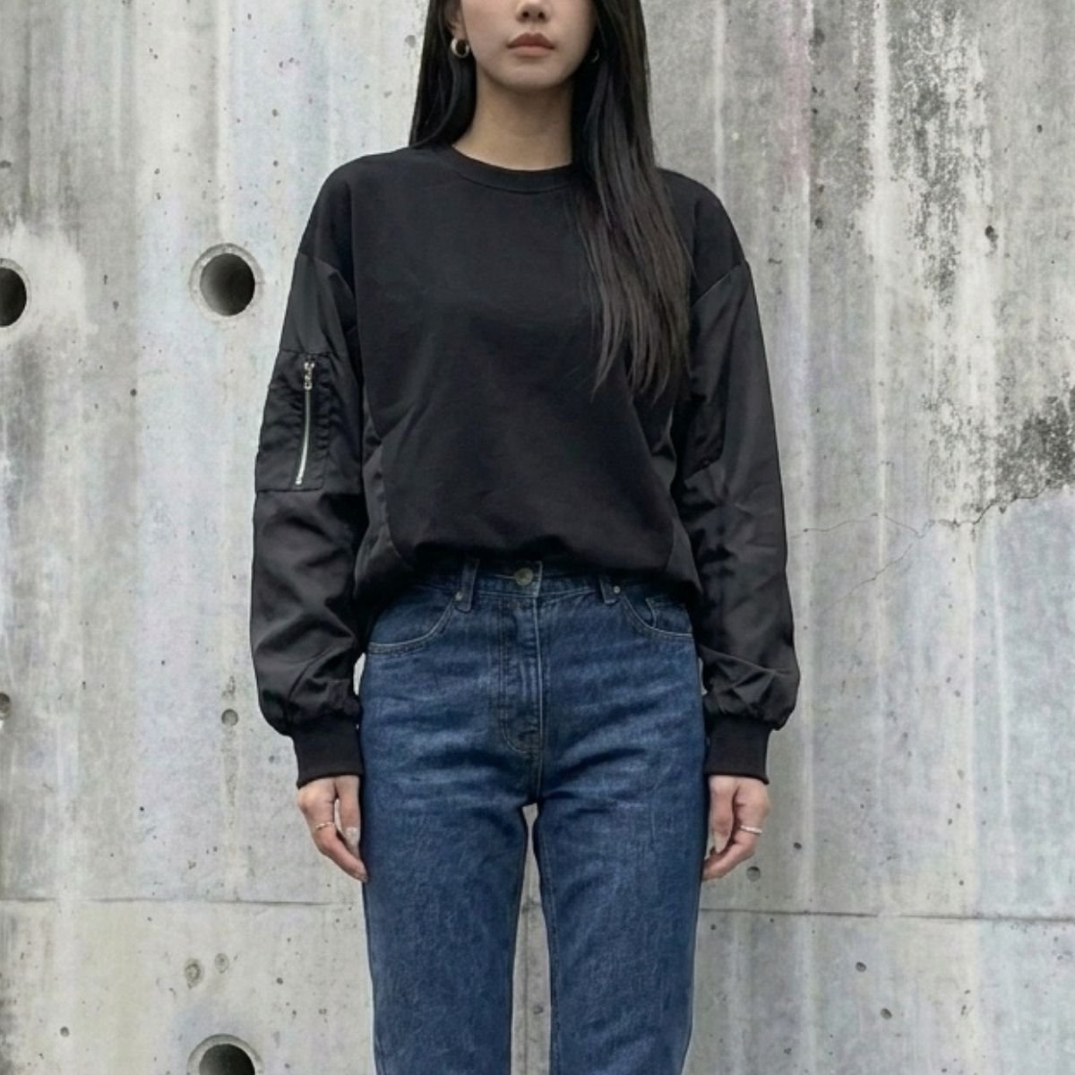 Tops/異素材MA-1スウェットトップス ST/No.22434
