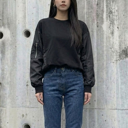 Tops/異素材MA-1スウェットトップス ST/No.22434