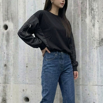 Tops/異素材MA-1スウェットトップス ST/No.22434