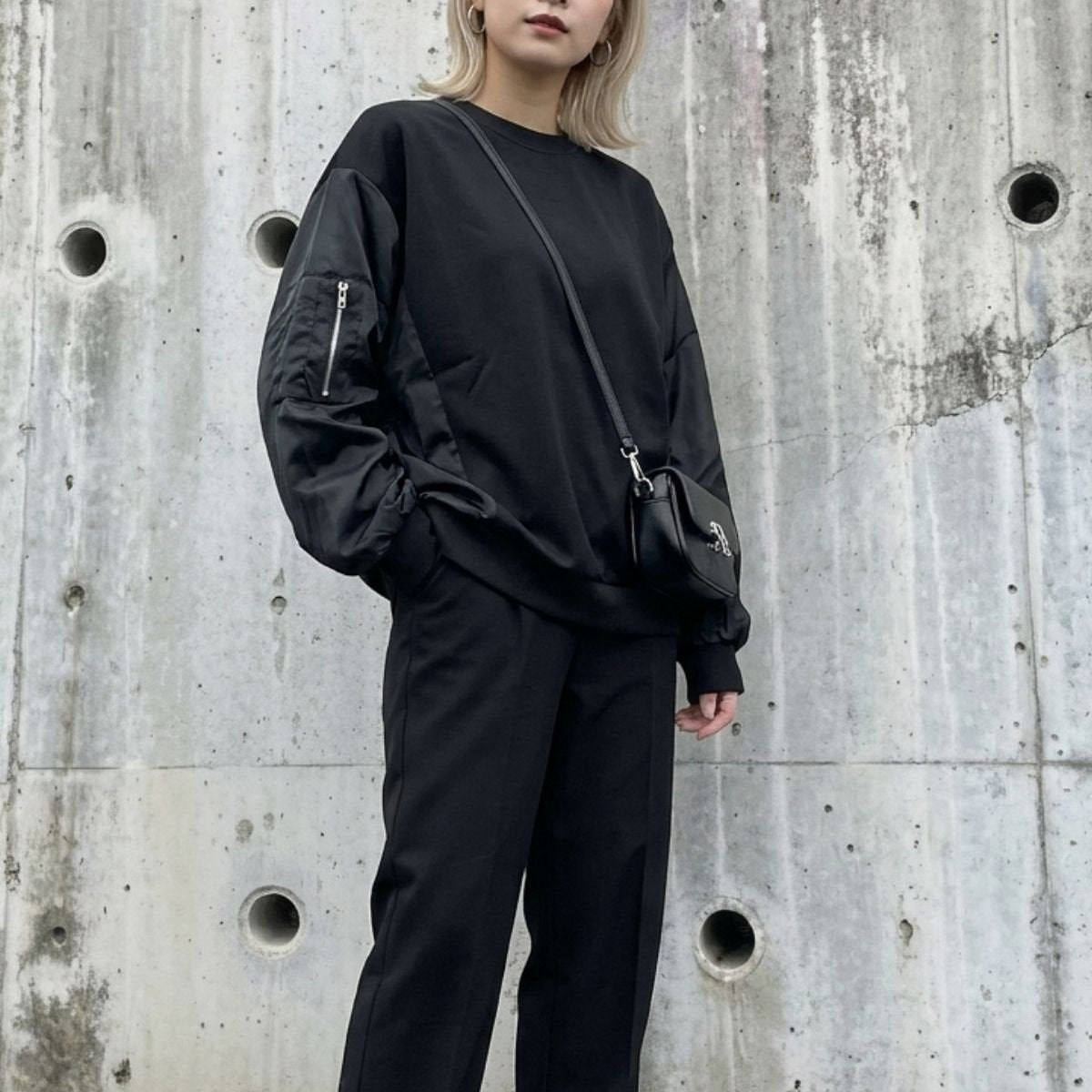 Tops/異素材MA-1スウェットトップス ST/No.22434