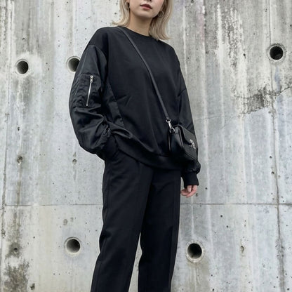 Tops/異素材MA-1スウェットトップス ST/No.22434