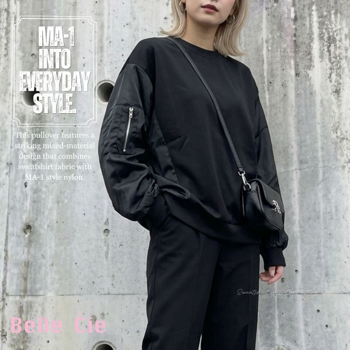 Tops/異素材MA-1スウェットトップス ST/No.22434