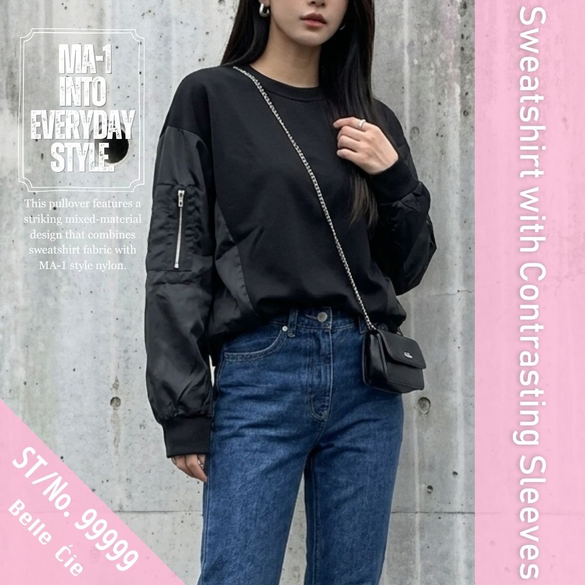 Tops/異素材MA-1スウェットトップス ST/No.22434