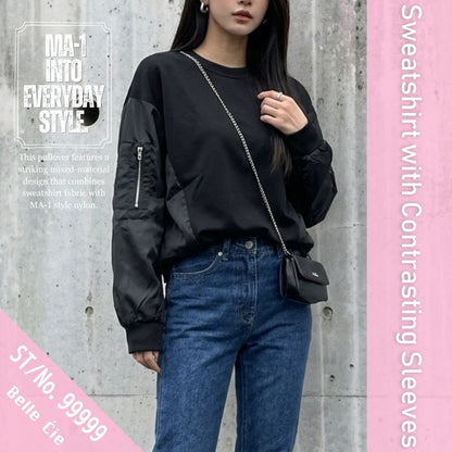 Tops/異素材MA-1スウェットトップス ST/No.22434