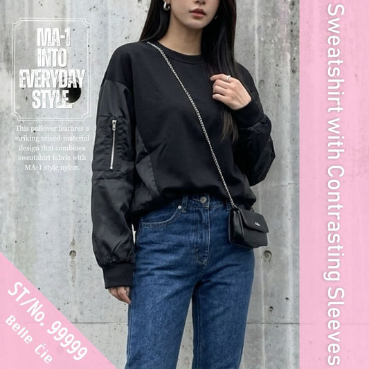 Tops/異素材MA-1スウェットトップス ST/No.22434