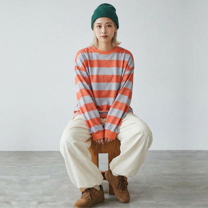 Tops/ワイドボーダートップス ST/No.22435