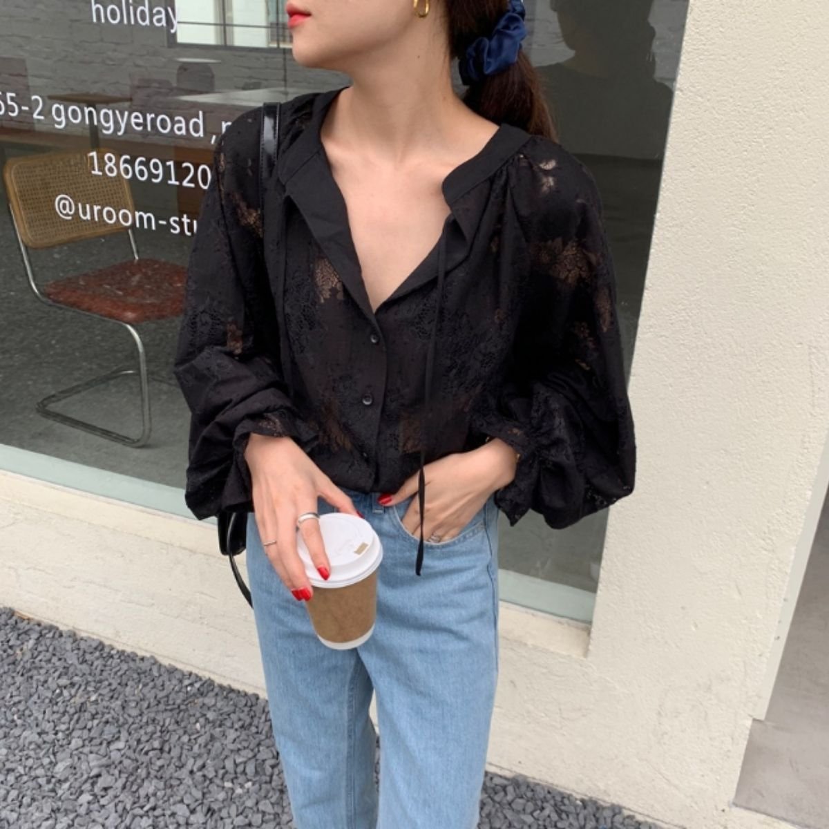 Shirts/シアーレースブラウス ST/No.22444