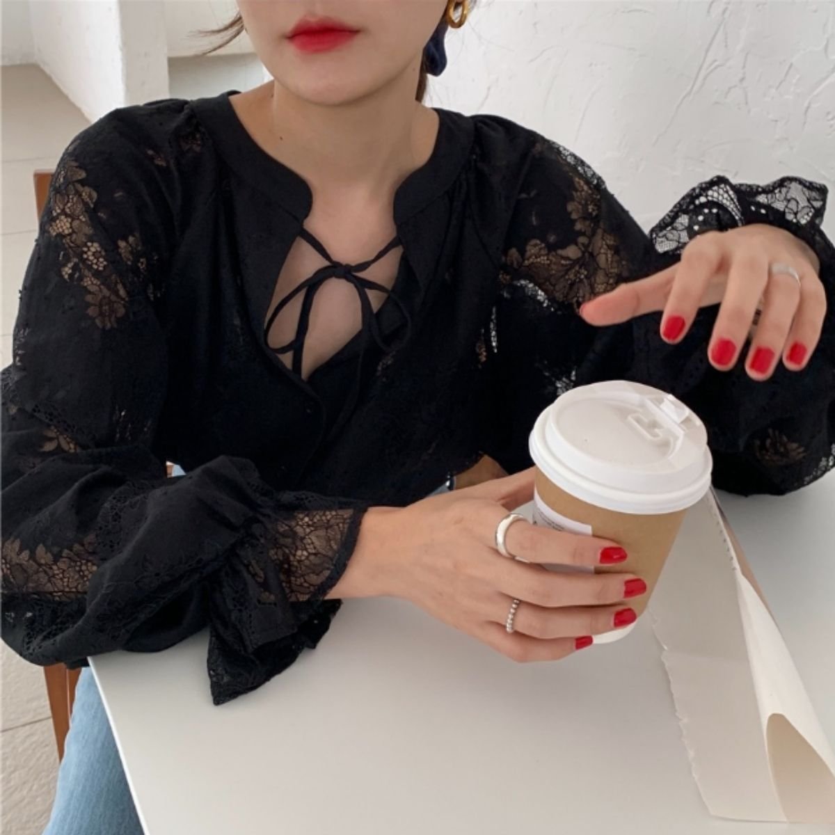 Shirts/シアーレースブラウス ST/No.22444