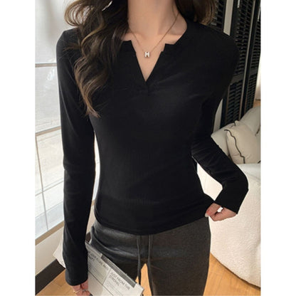 キーネックリブロンT 長袖Tシャツ 長袖カットソー リブTシャツ レディース Belle Cie ST/No.22447