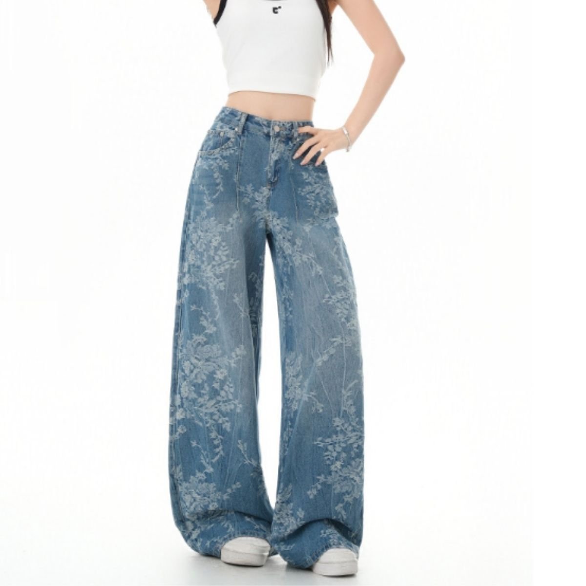 Pants/フラワー総刺繍ワイドデニムパンツ ST/No.22453
