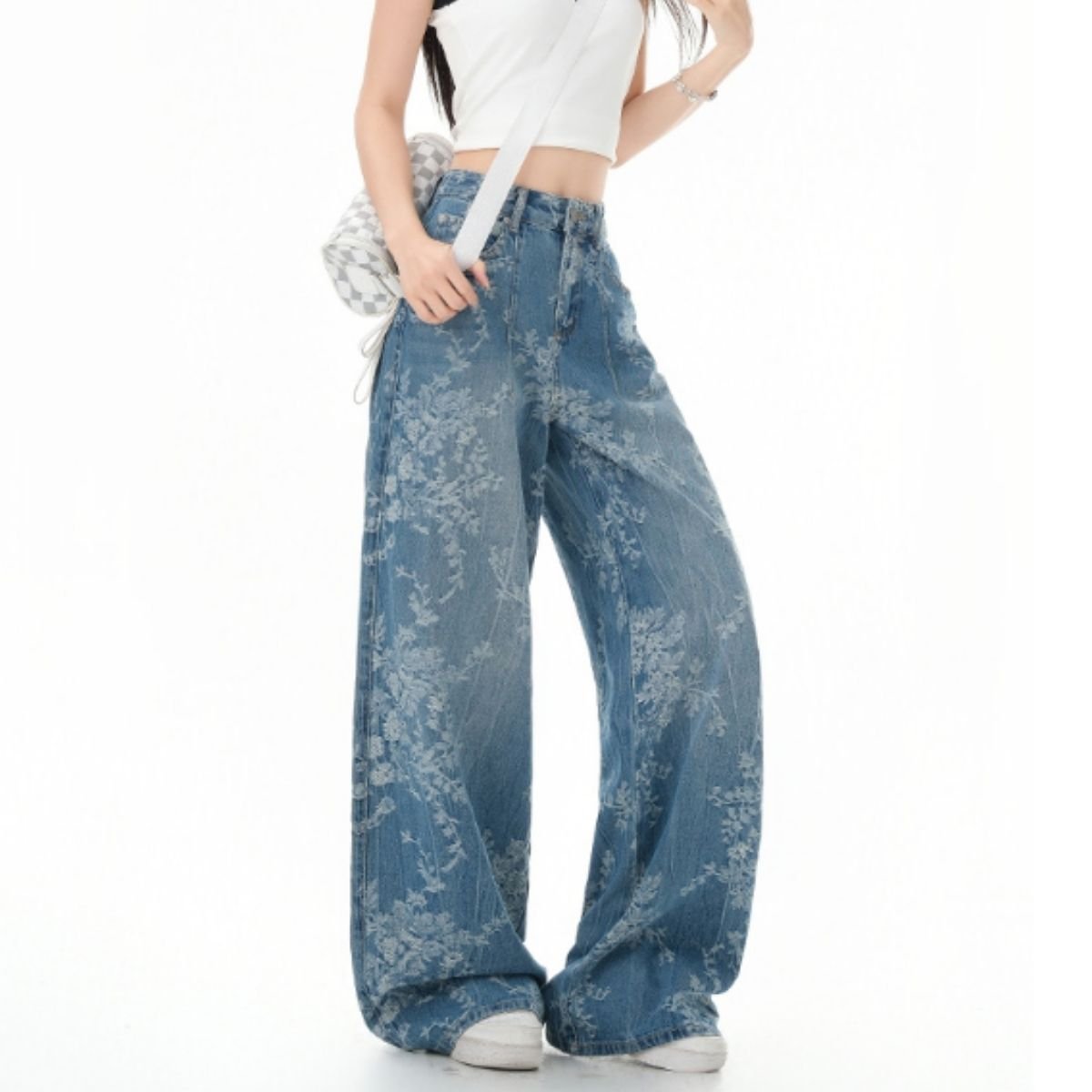 Pants/フラワー総刺繍ワイドデニムパンツ ST/No.22453