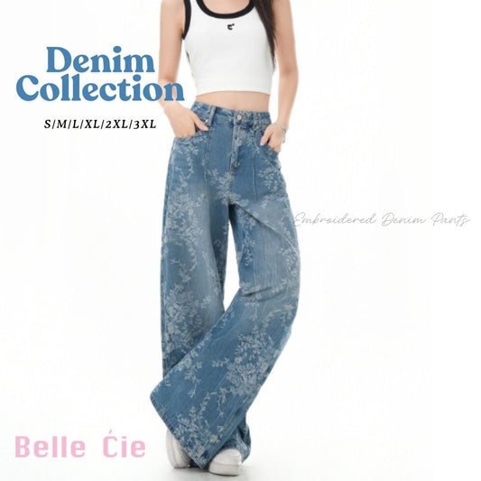 Pants/フラワー総刺繍ワイドデニムパンツ ST/No.22453