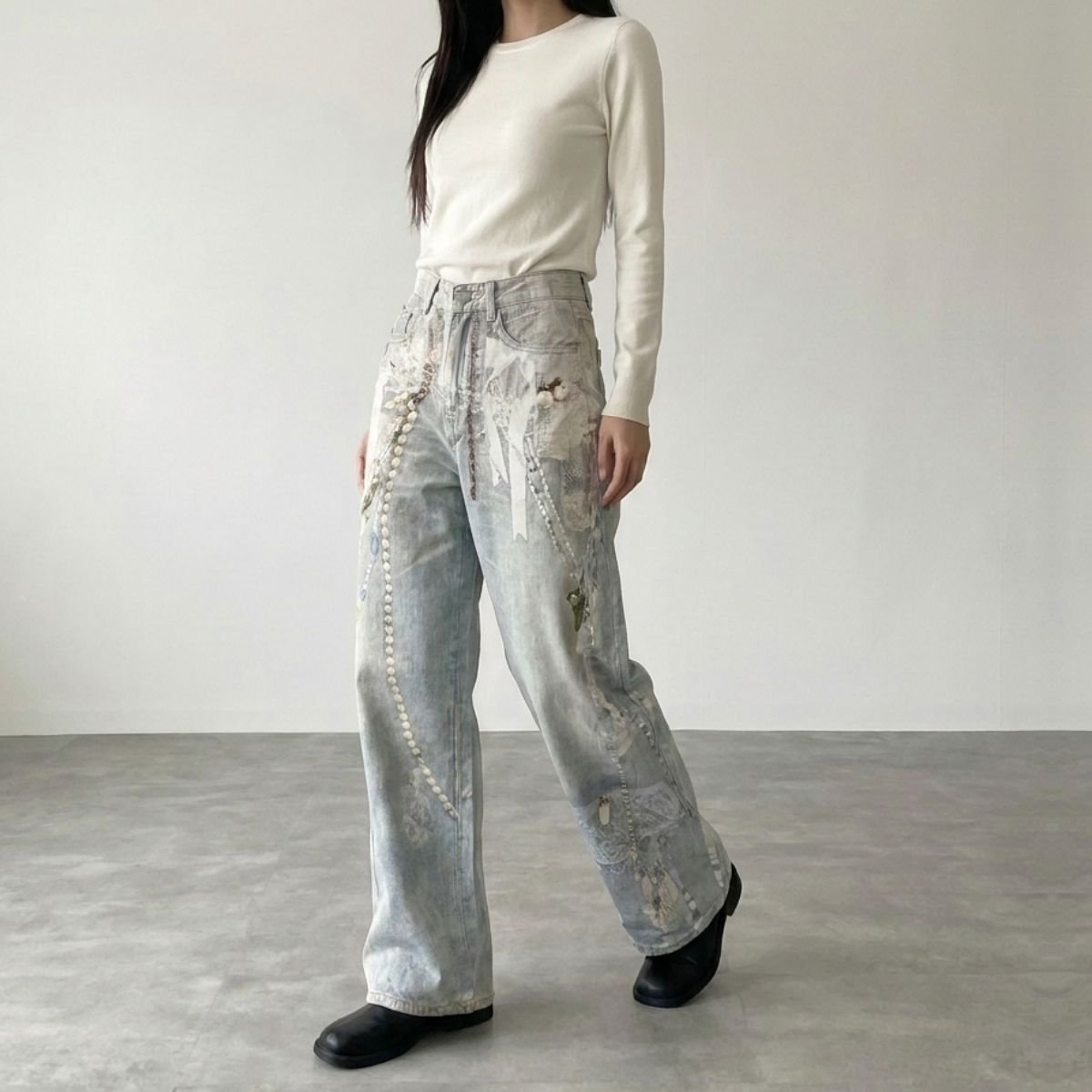 Pants/アートプリントデニムパンツ ST/No.22459