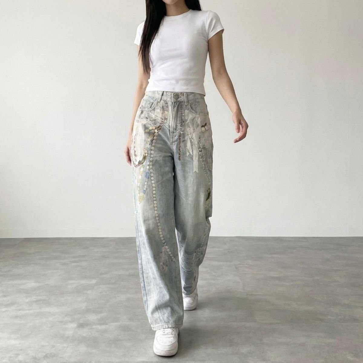Pants/アートプリントデニムパンツ ST/No.22459