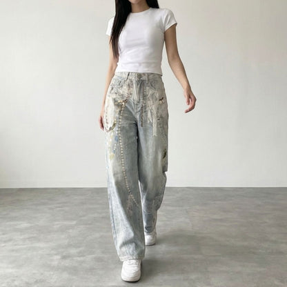 Pants/アートプリントデニムパンツ ST/No.22459
