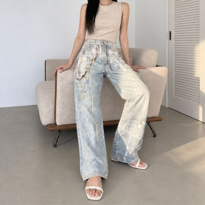 Pants/アートプリントデニムパンツ ST/No.22459