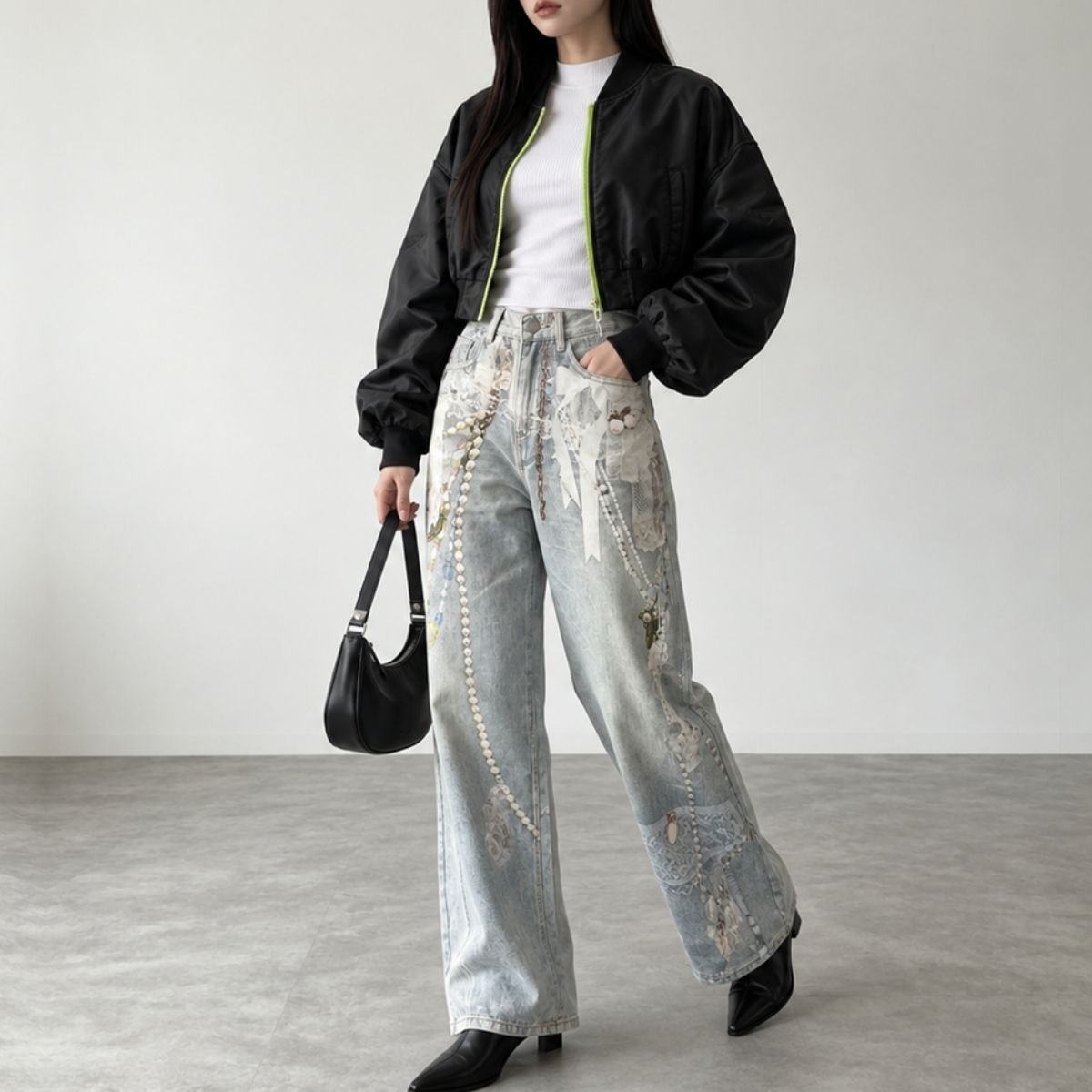 Pants/アートプリントデニムパンツ ST/No.22459