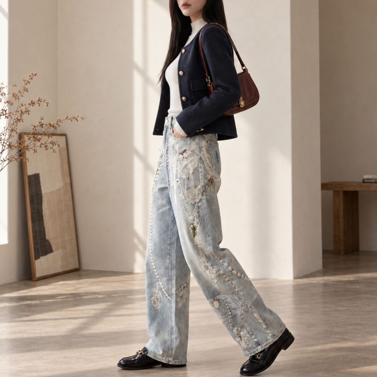 Pants/アートプリントデニムパンツ ST/No.22459