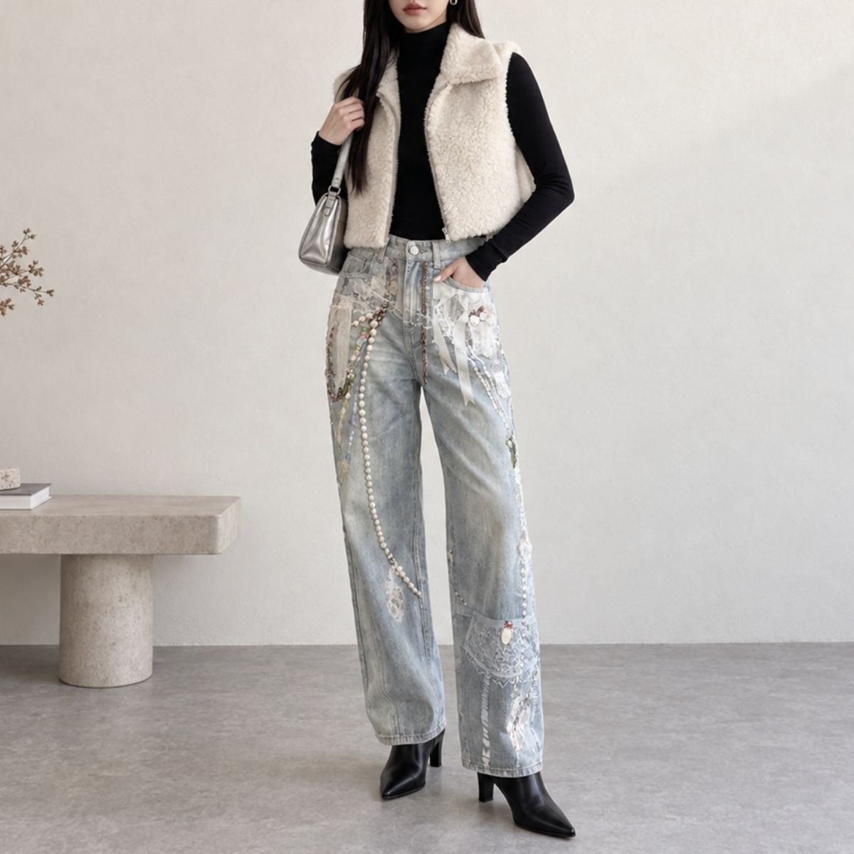 Pants/アートプリントデニムパンツ ST/No.22459