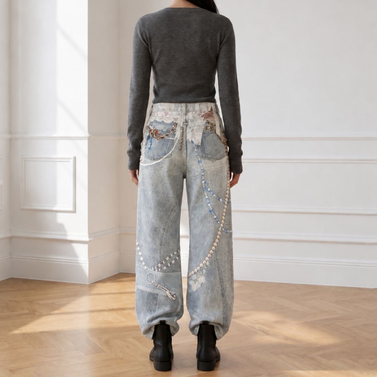 Pants/アートプリントデニムパンツ ST/No.22459