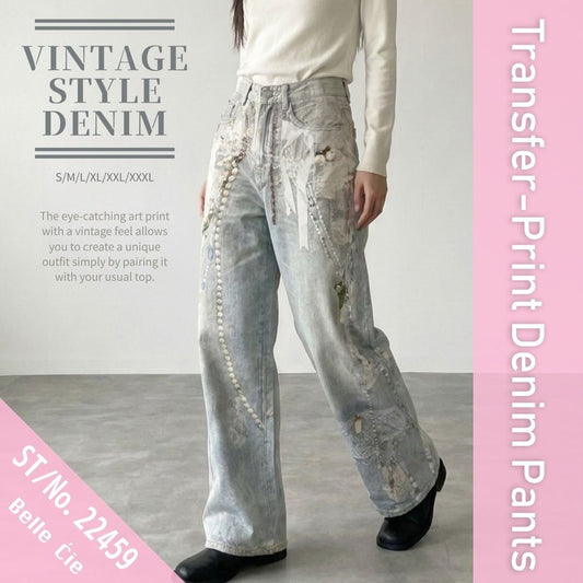 Pants/アートプリントデニムパンツ ST/No.22459
