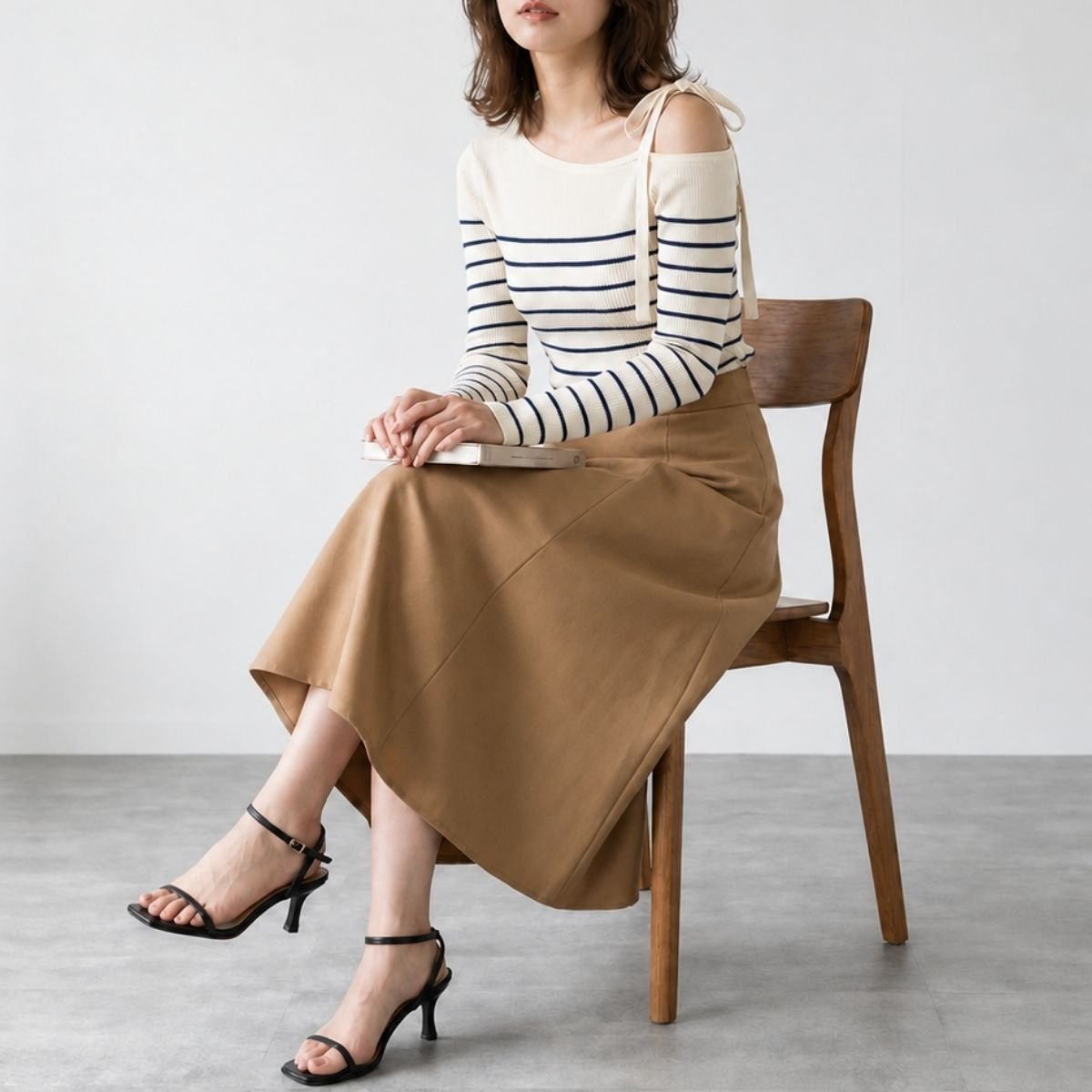 Knit/オープンショルダーリボンニット ST/No.22461