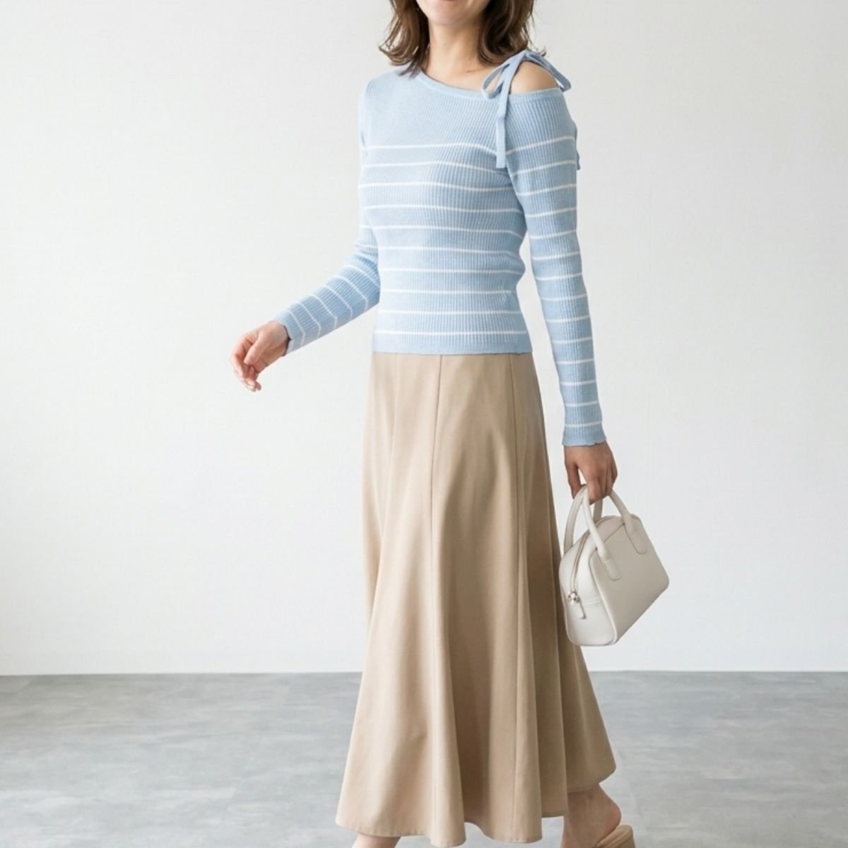 Knit/オープンショルダーリボンニット ST/No.22461