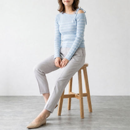 Knit/オープンショルダーリボンニット ST/No.22461